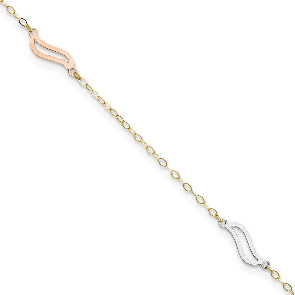 Polished;14K Tri-color;Spring Ring;1in extender