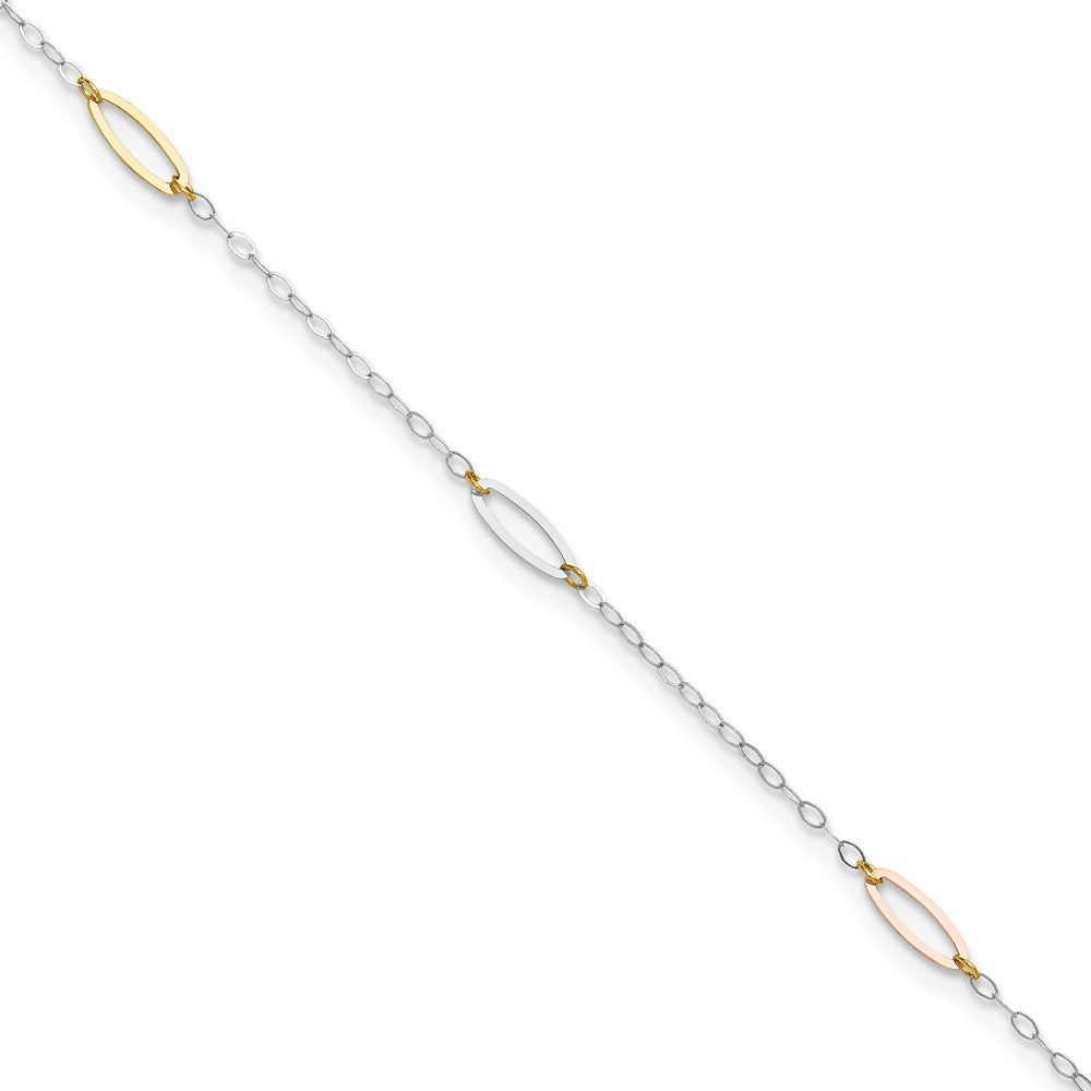 Polished;14K Tri-color;Spring Ring;1in extender