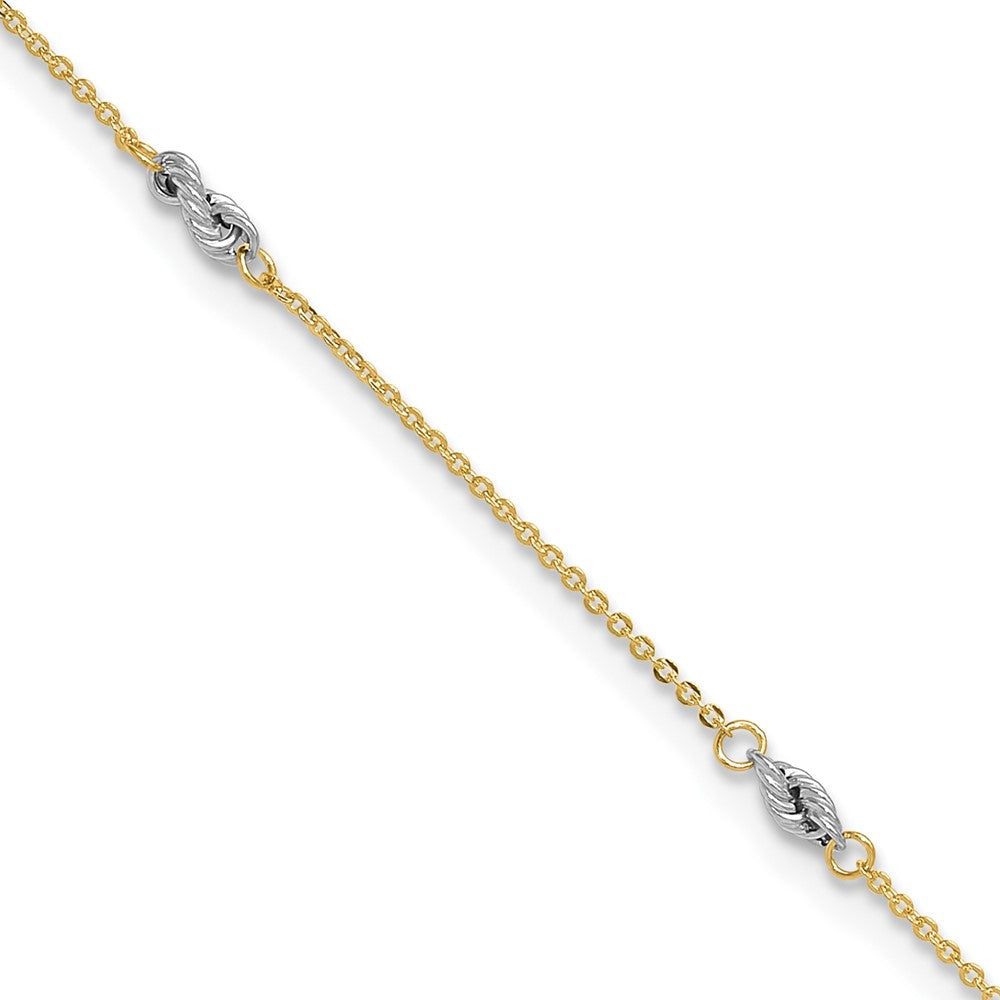 Polished;14K Two-tone;Spring Ring;1in extender;Diamond Cut