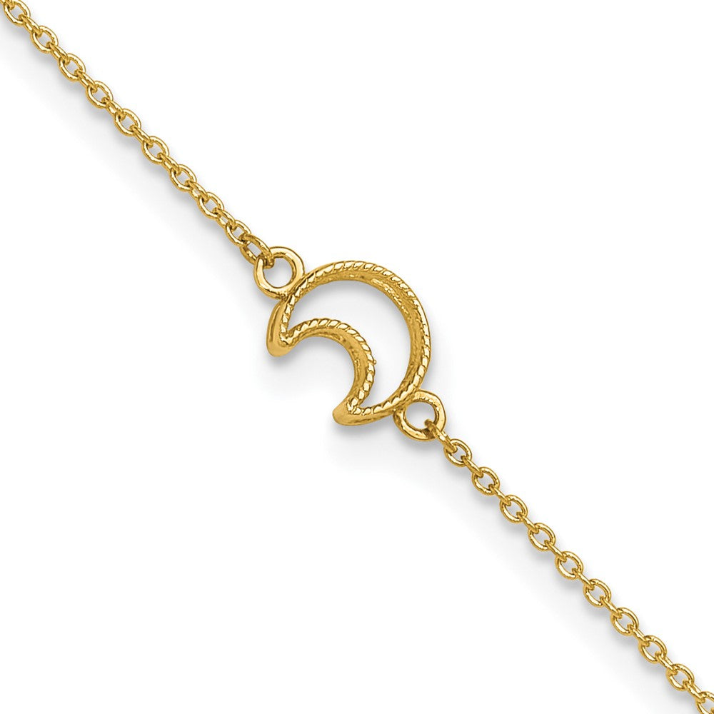 14k Yellow gold;Spring Ring;Textured;1in extender