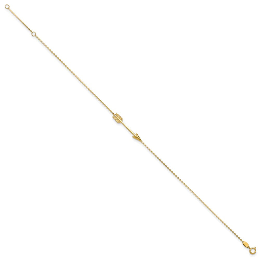 14K Polished Arrow 9 inch Plus 1 inch Extender - Total 10 inch Anklet