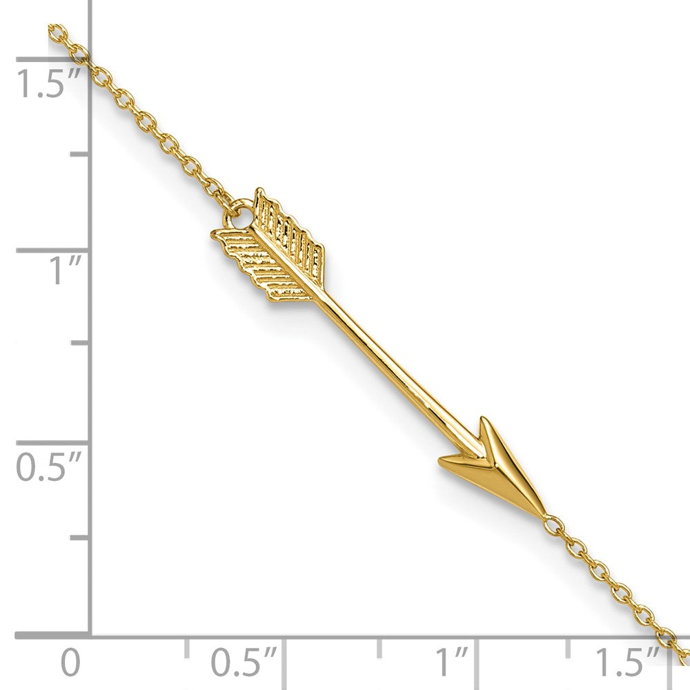 14K Polished Arrow 9 inch Plus 1 inch Extender - Total 10 inch Anklet