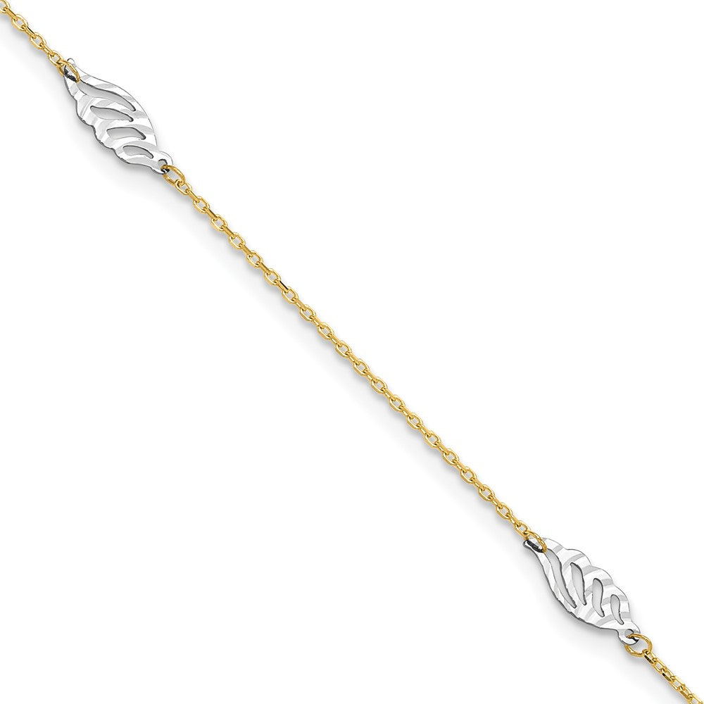 Polished;14K Two-tone;Fancy lobster;1in extender