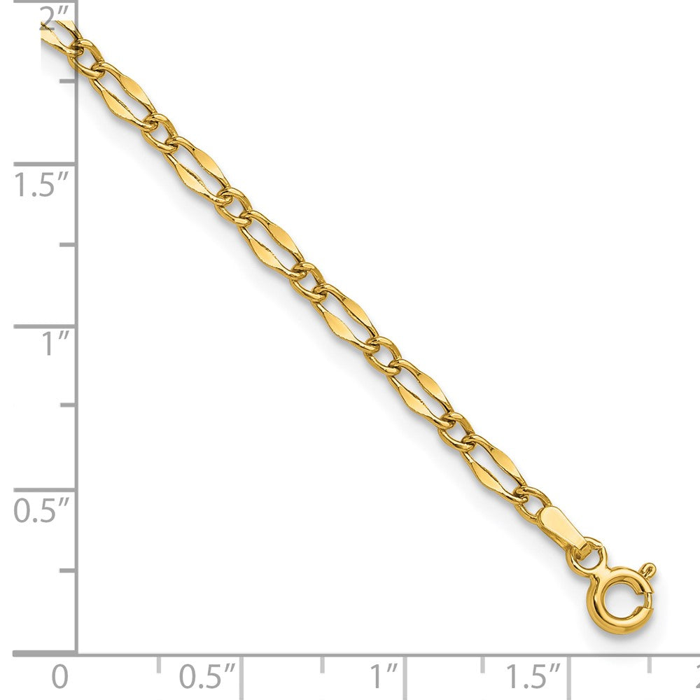14K Polished Fancy Link Chain 9 inch Plus 1 inch Extender - Total 10 inch Anklet