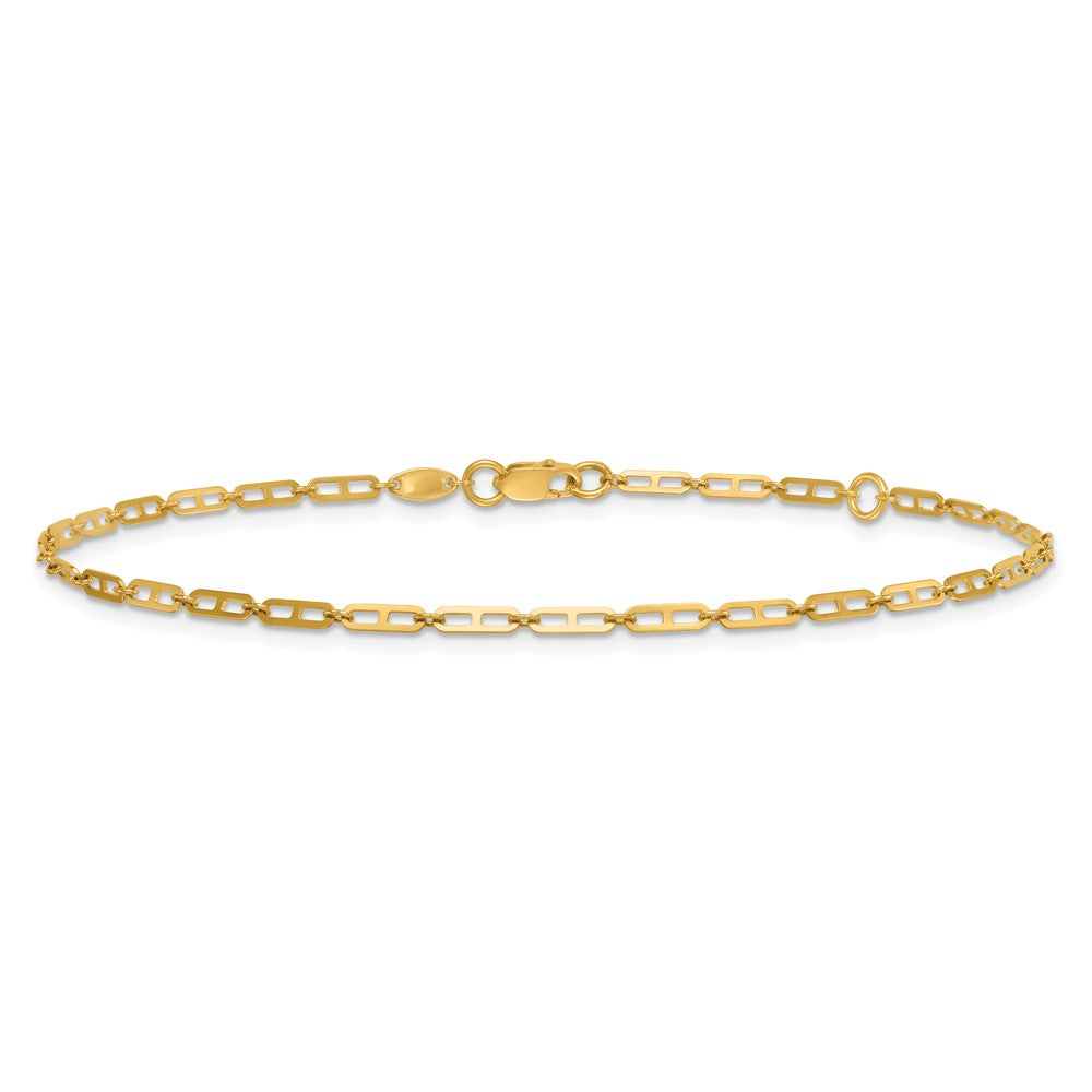 14k Polished Anchor Link 9 inch Plus 1 inch Extender - Total 10 inch Anklet