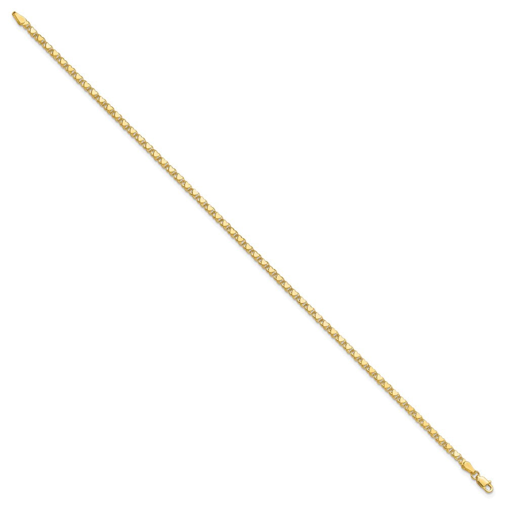 14k Polished Double-Sided Heart 5.5in Child's Bracelet