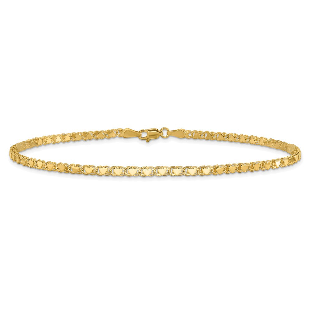 14k Polished Double-Sided Heart 5.5in Child's Bracelet