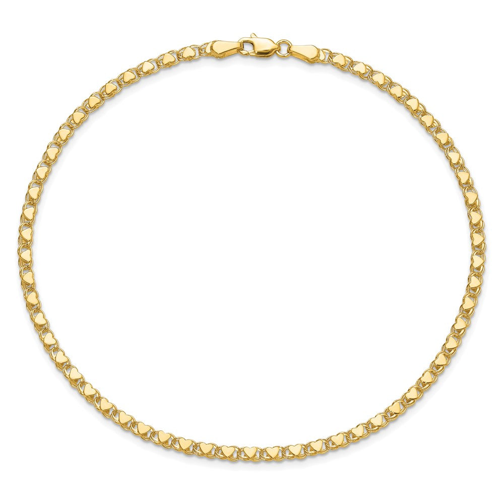 14k Polished Double-Sided Heart 5.5in Child's Bracelet