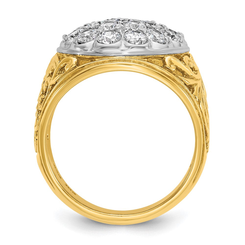 IBGoodman 14k Two-tone Men's Polished Filigree 2 Carat AA Quality Diamond Cluster Ring