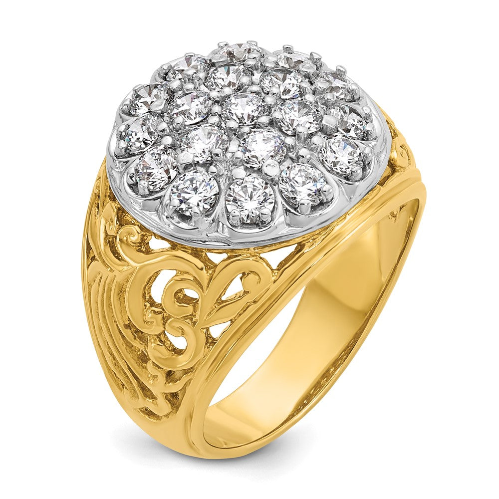 IBGoodman 14k Two-tone Men's Polished Filigree 2 Carat AA Quality Diamond Cluster Ring