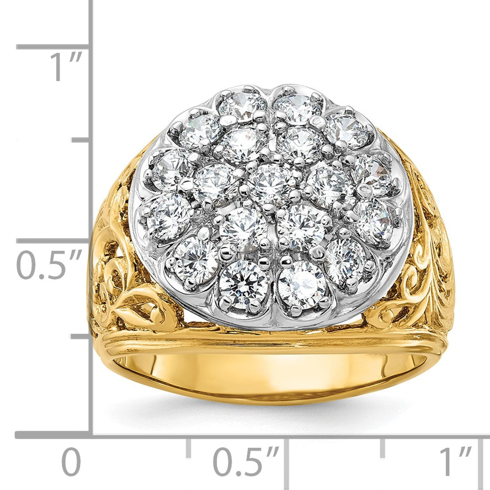 IBGoodman 14k Two-tone Men's Polished Filigree 2 Carat AA Quality Diamond Cluster Ring
