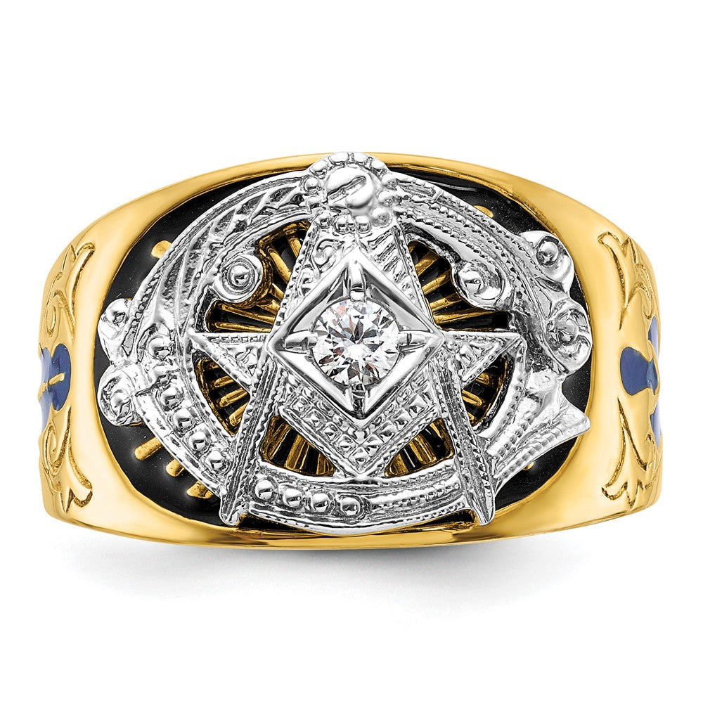 IBGoodman 10k Two-tone Men's Polished and Textured Blue Lodge Master Masonic Ring Mounting