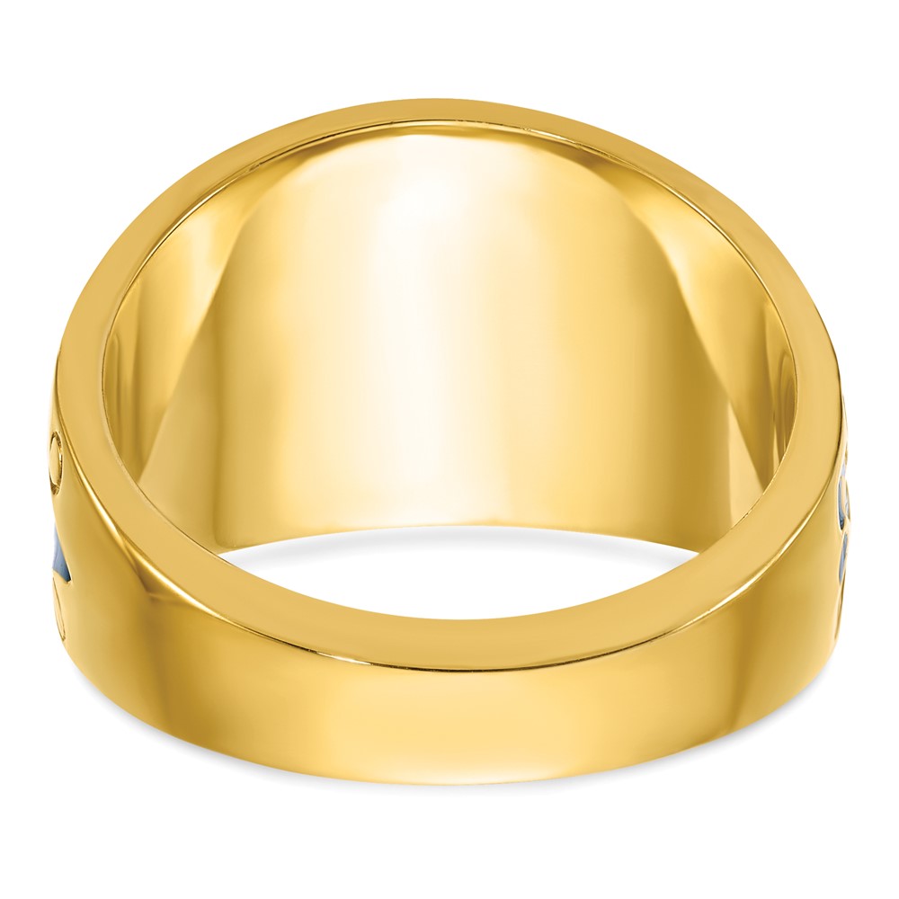 IBGoodman 10k Two-tone Men's Polished and Textured with Blue and Black Enamel Diamond Blue Lodge Master Masonic Ring