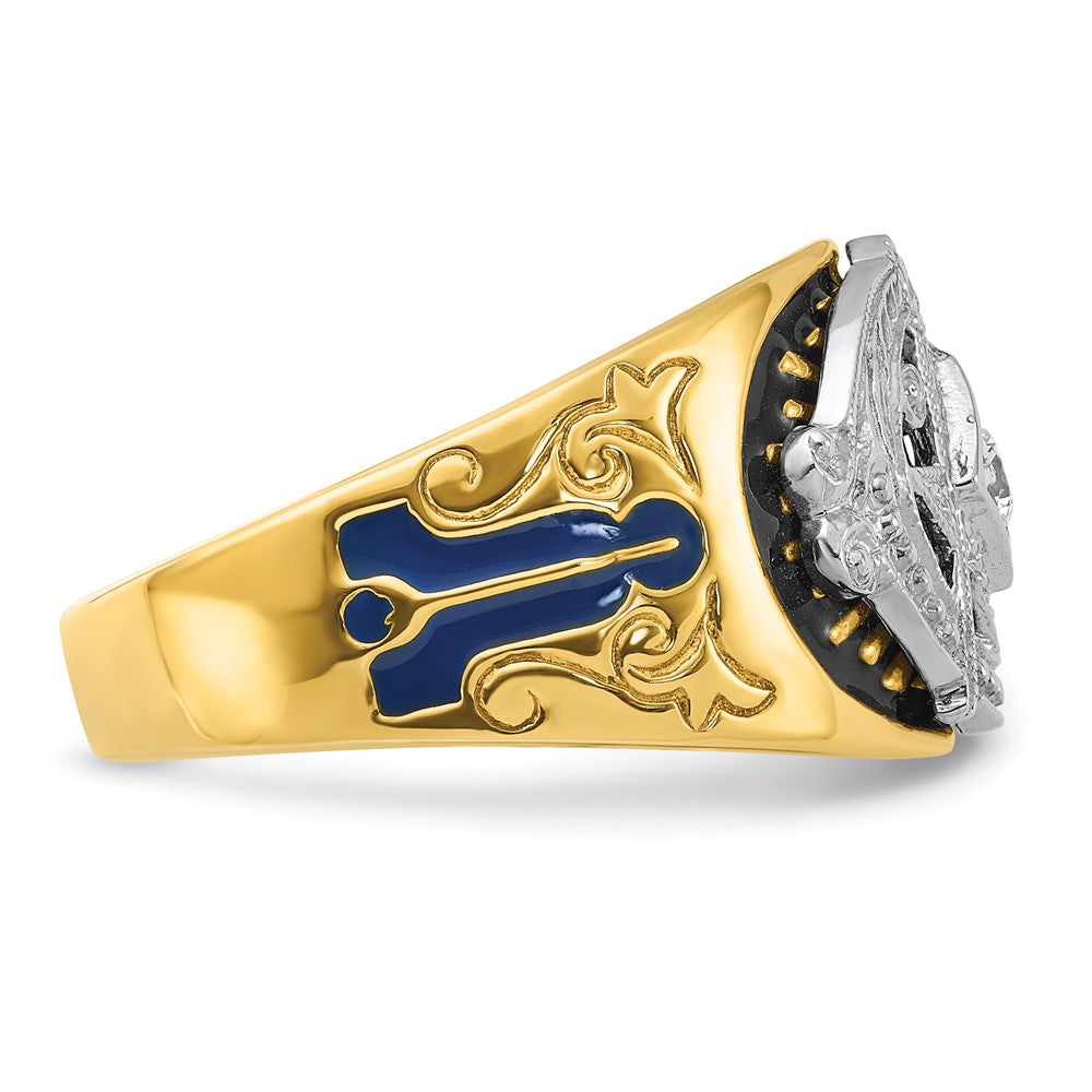 IBGoodman 10k Two-tone Men's Polished and Textured Blue Lodge Master Masonic Ring Mounting