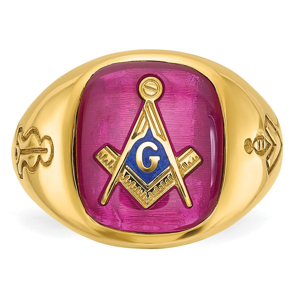 IBGoodman 14k Men's Polished and Grooved Blue Lodge Master Masonic Ring Mounting