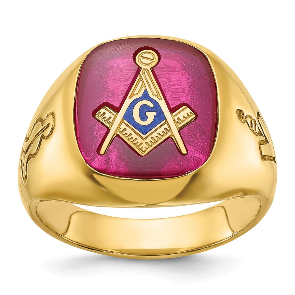 IBGoodman 14k Men's Polished and Grooved Blue Lodge Master Masonic Ring Mounting