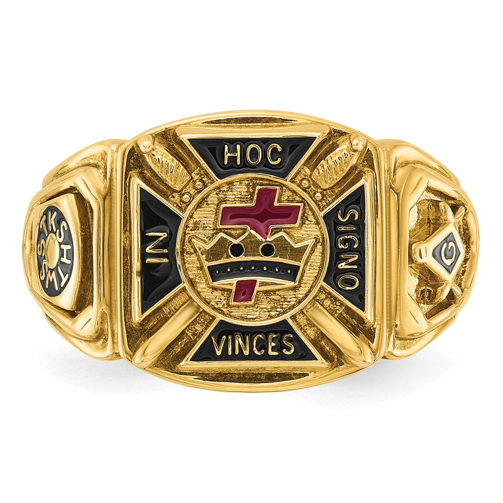 IBGoodman 14k Men's Polished and Textured with Multi-color Enamel Knights Templar Masonic Ring