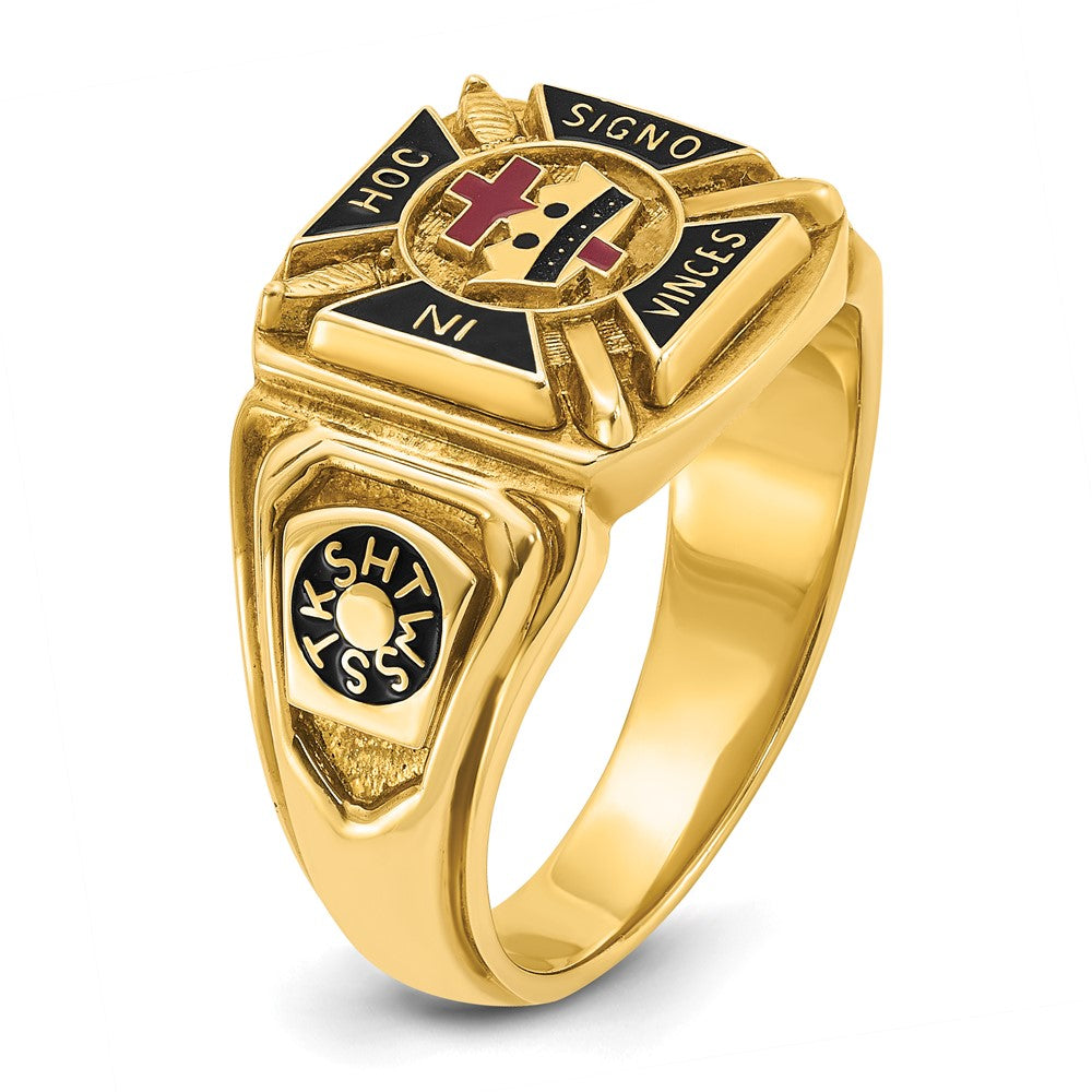 IBGoodman 14k Men's Polished and Textured with Multi-color Enamel Knights Templar Masonic Ring