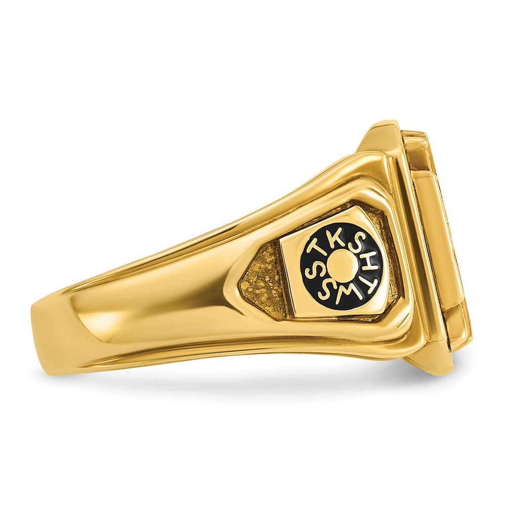 IBGoodman 14k Men's Polished and Textured with Multi-color Enamel Knights Templar Masonic Ring