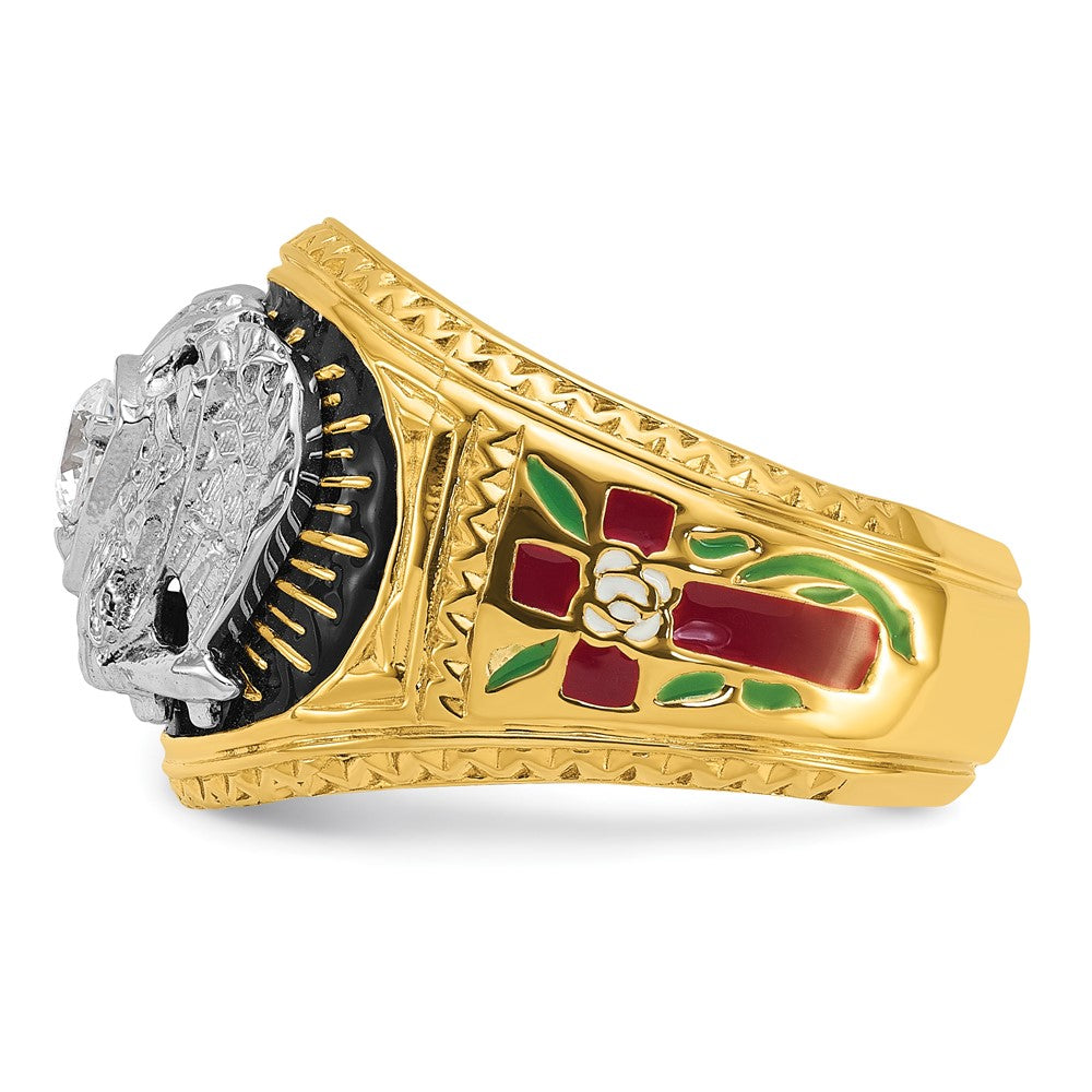 IBGoodman 14k Two-tone Men's Polished and Textured with Multi-color Enamel and Diamond 32nd Degree Scottish Rite Masonic Ring