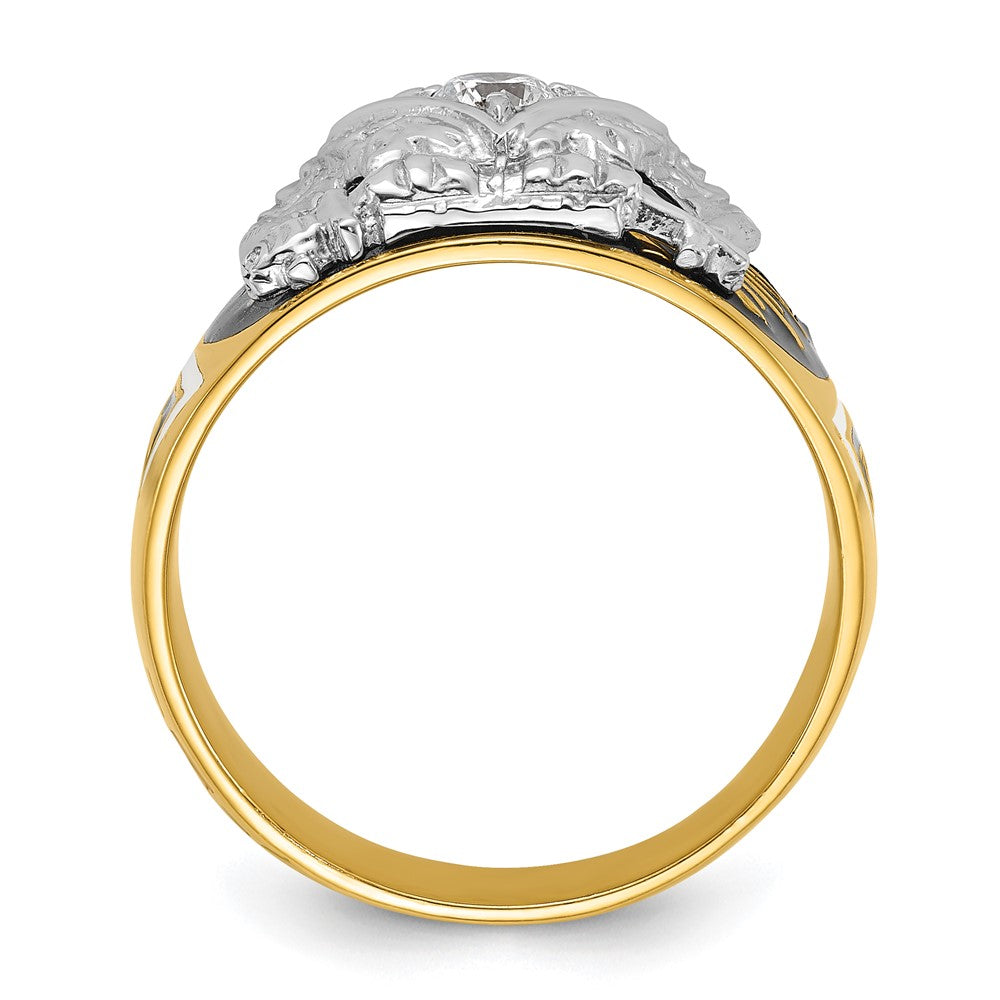 IBGoodman 14k Two-tone Men's Polished and Textured 32nd Degree Scottish Rite Masonic Ring Mounting