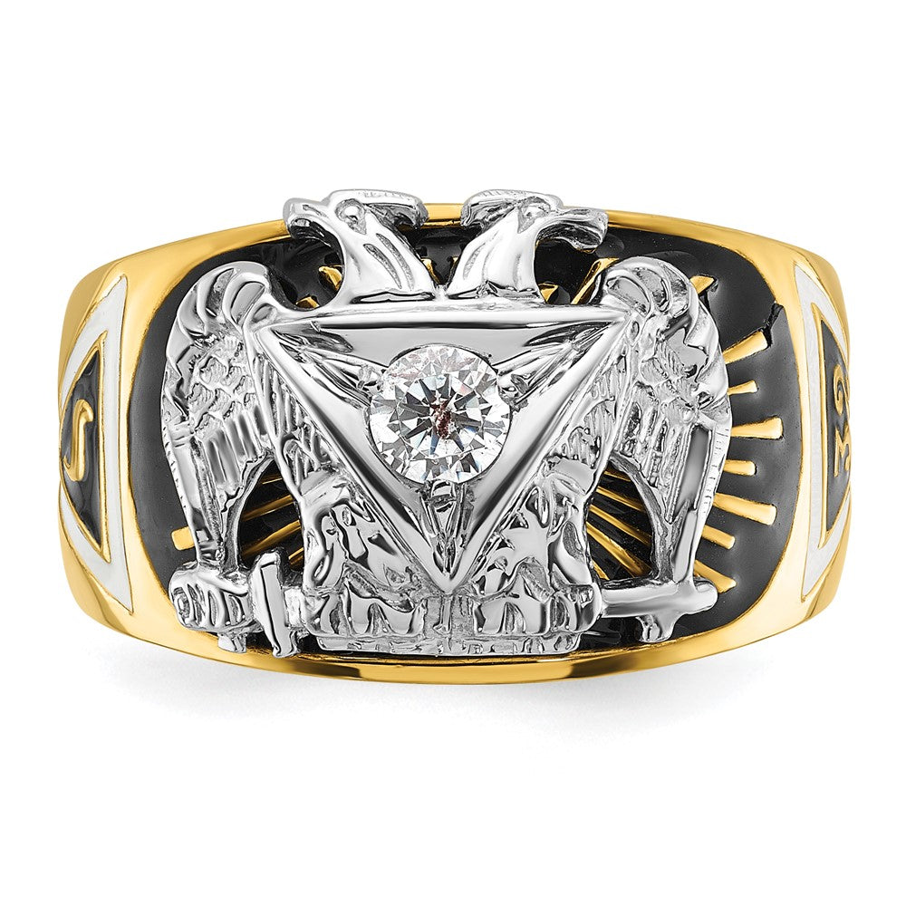 IBGoodman 14k Two-tone Men's Polished and Textured 32nd Degree Scottish Rite Masonic Ring Mounting