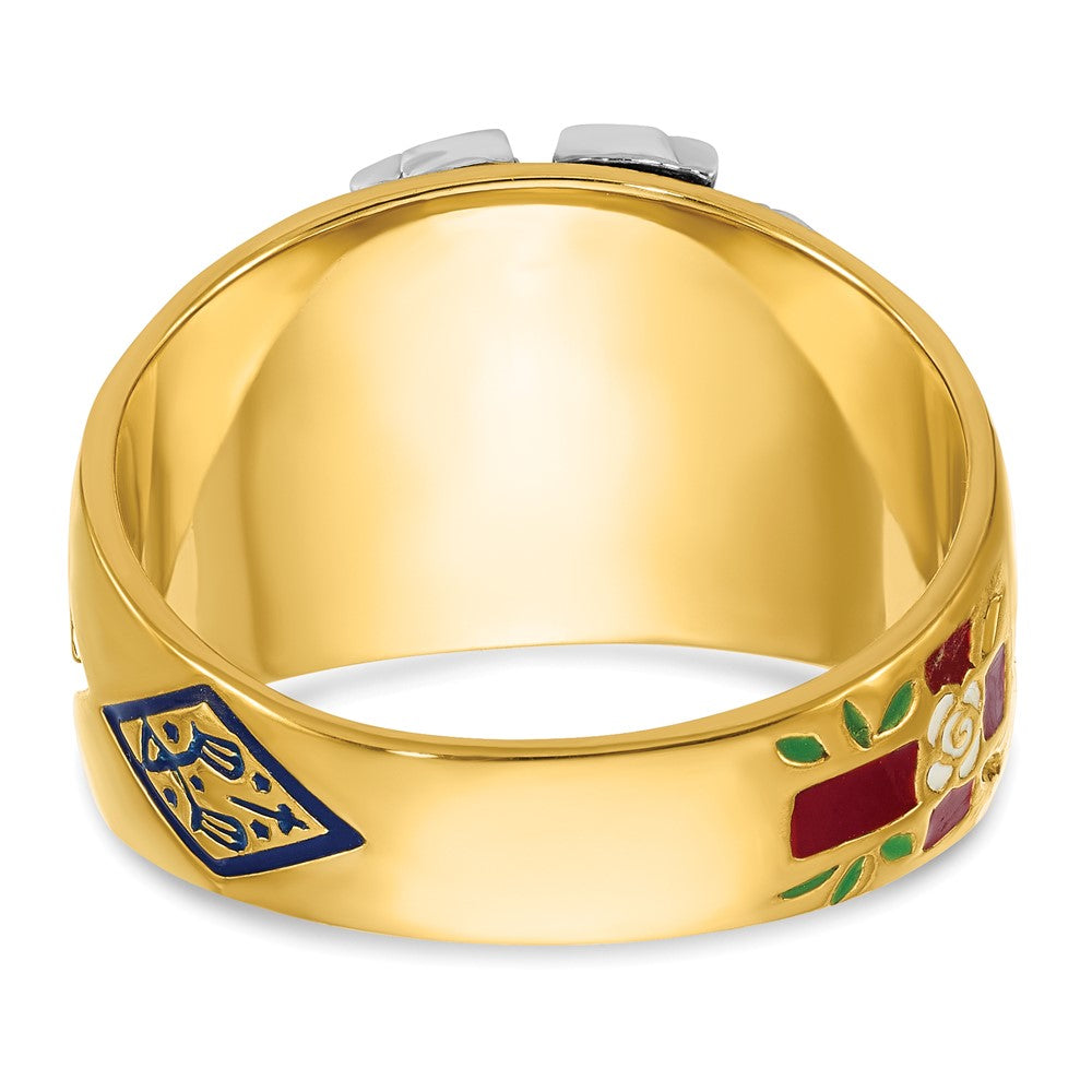 IBGoodman 14k Two-tone Men's Polished and Textured 32nd Degree Scottish Rite Masonic Ring Mounting