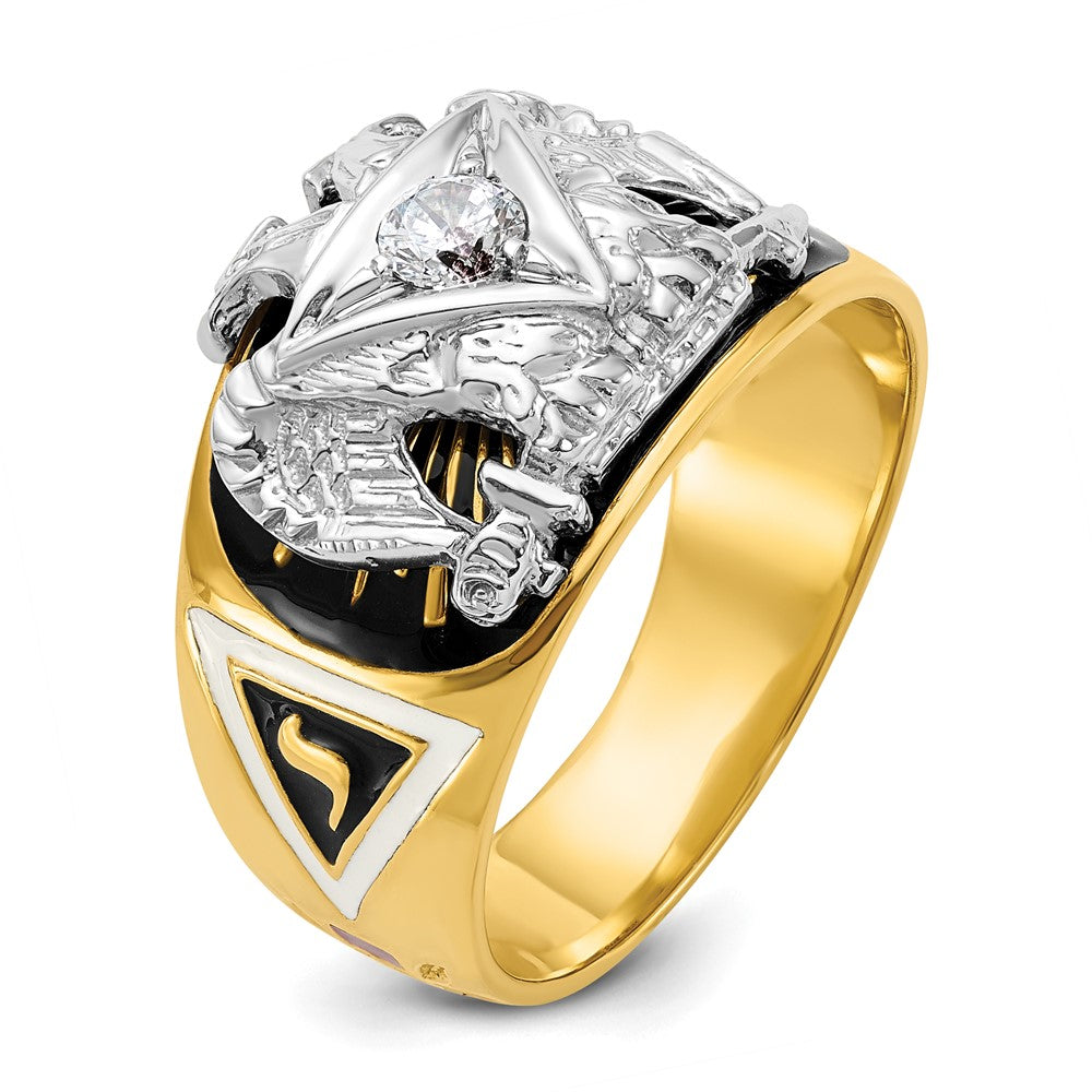 IBGoodman 14k Two-tone Men's Polished and Textured 32nd Degree Scottish Rite Masonic Ring Mounting