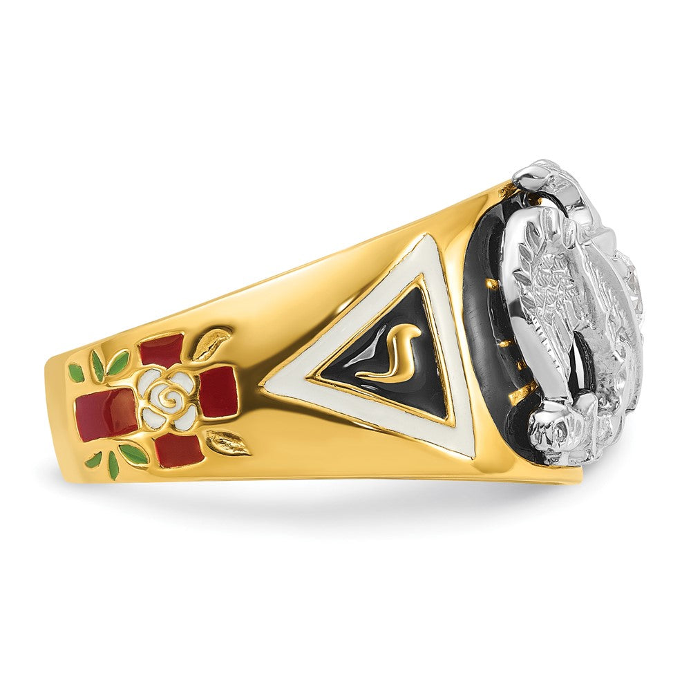 IBGoodman 14k Two-tone Men's Polished and Textured 32nd Degree Scottish Rite Masonic Ring Mounting