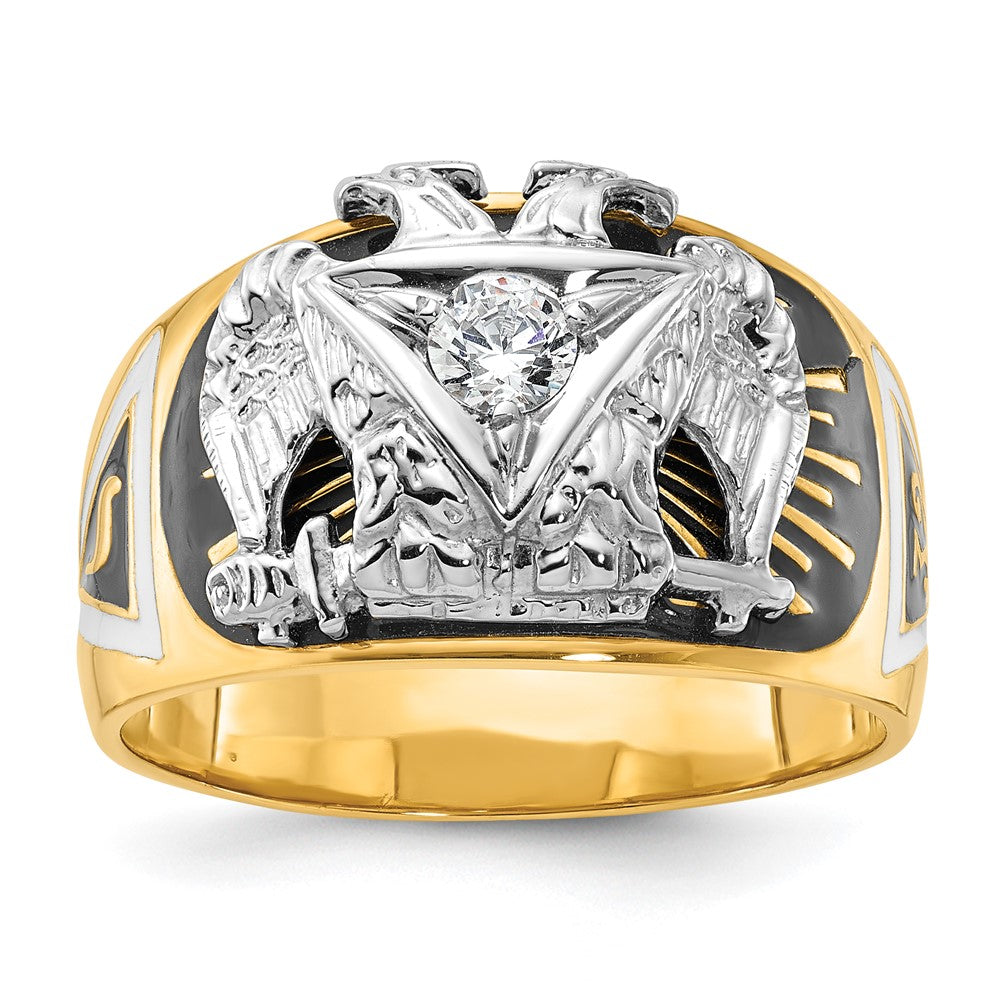 IBGoodman 14k Two-tone Men's Polished and Textured 32nd Degree Scottish Rite Masonic Ring Mounting