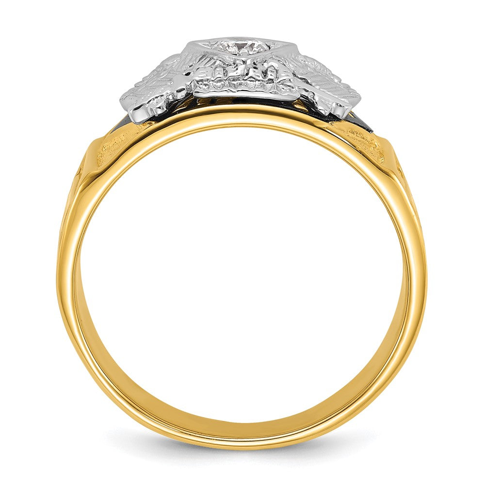 IBGoodman 14k Two-tone Men's Polished and Textured with Multi-color Enamel and Diamond 32nd Degree Scottish Rite Masonic Ring