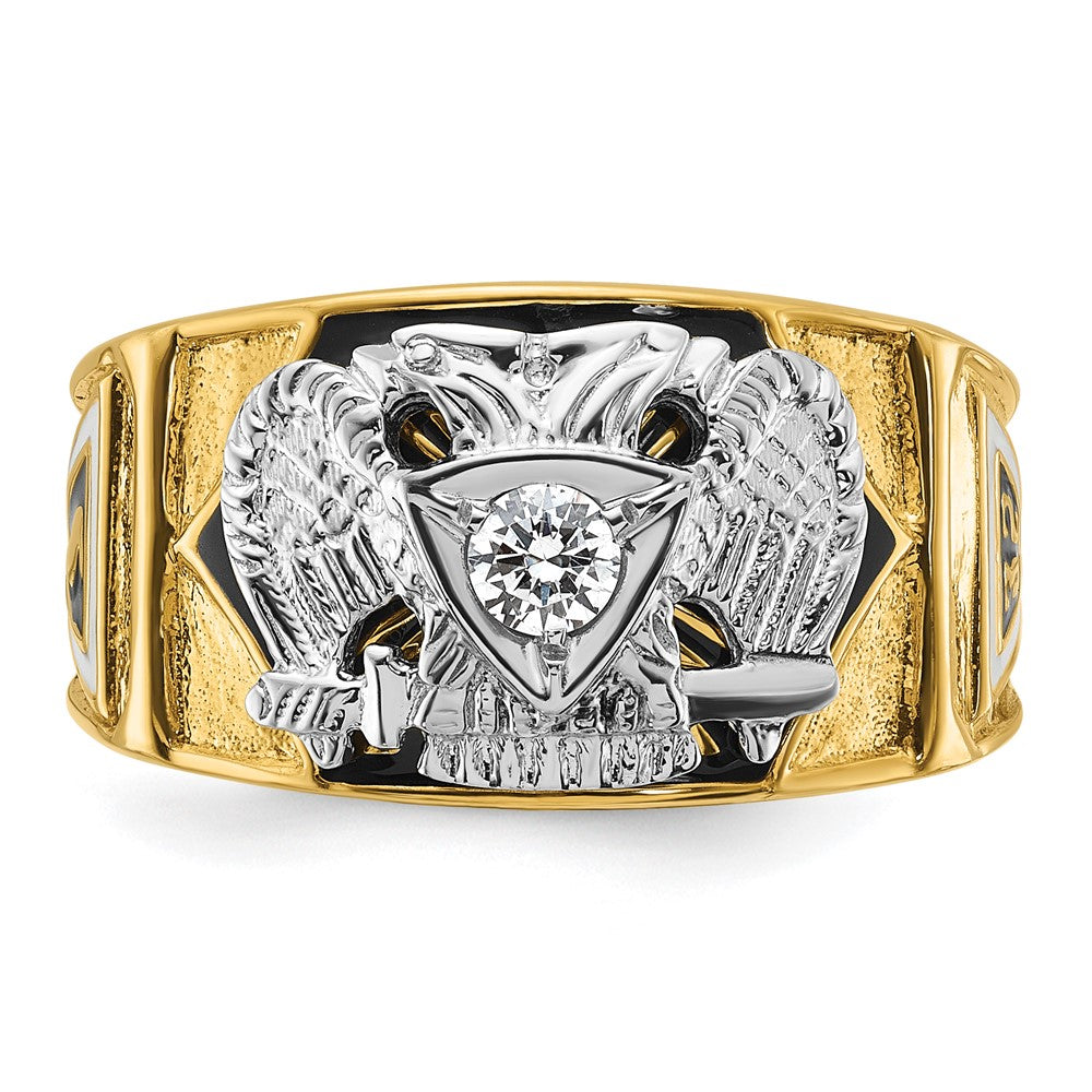 IBGoodman 14k Two-tone Men's Polished and Textured 32nd Degree Scottish Rite Masonic Ring Mounting