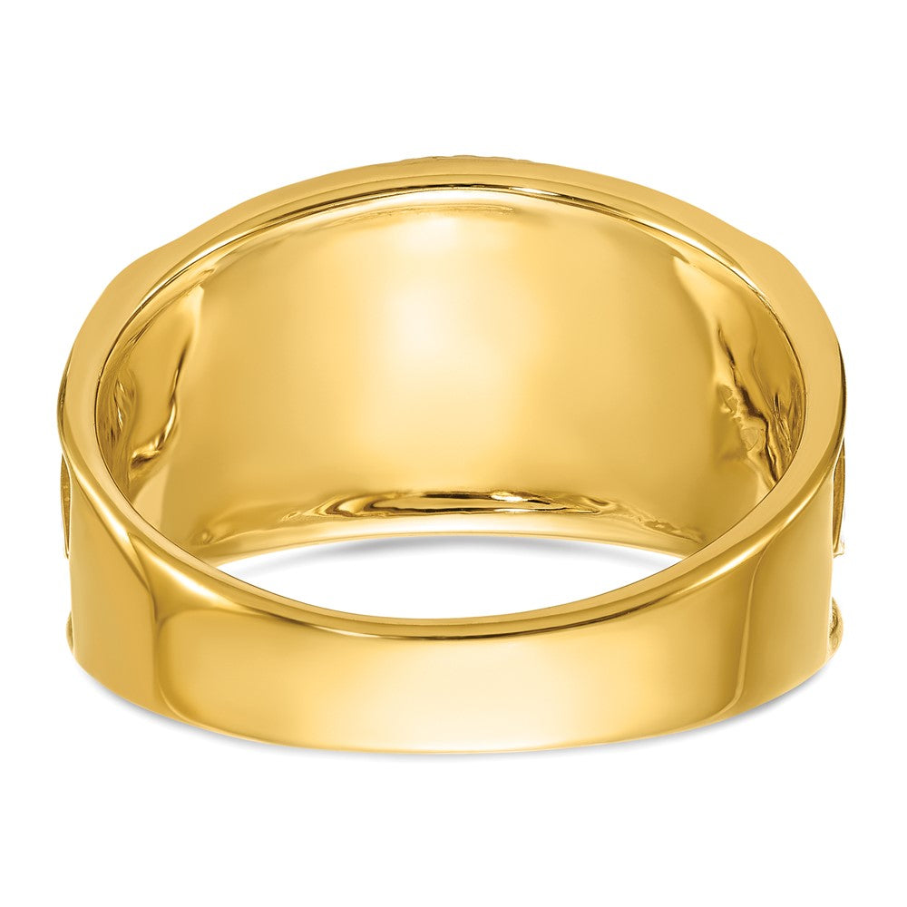 IBGoodman 14k Two-tone Men's Polished and Textured with Multi-color Enamel and Diamond 32nd Degree Scottish Rite Masonic Ring