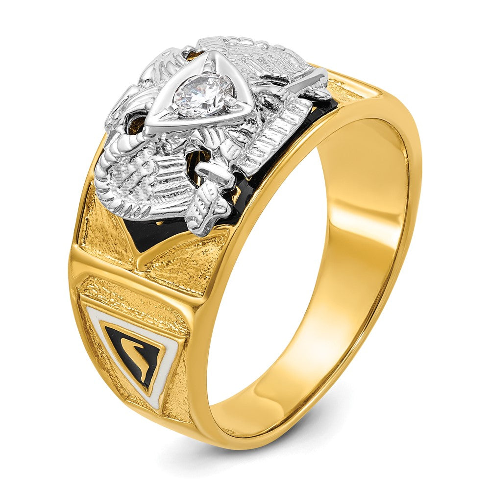 IBGoodman 14k Two-tone Men's Polished and Textured 32nd Degree Scottish Rite Masonic Ring Mounting