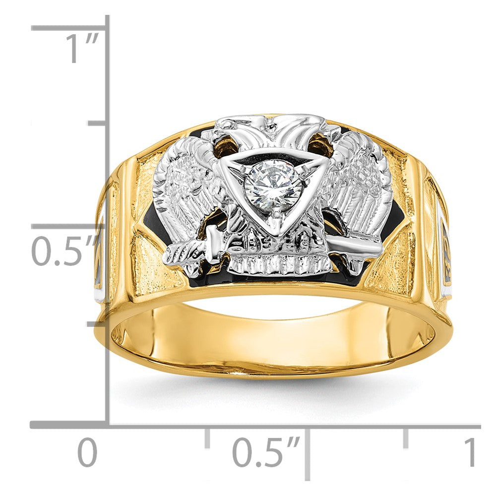 IBGoodman 14k Two-tone Men's Polished and Textured 32nd Degree Scottish Rite Masonic Ring Mounting