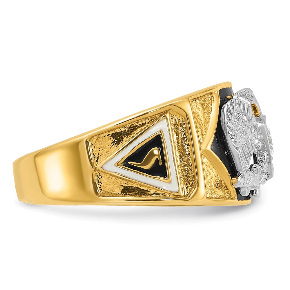 IBGoodman 14k Two-tone Men's Polished and Textured 32nd Degree Scottish Rite Masonic Ring Mounting
