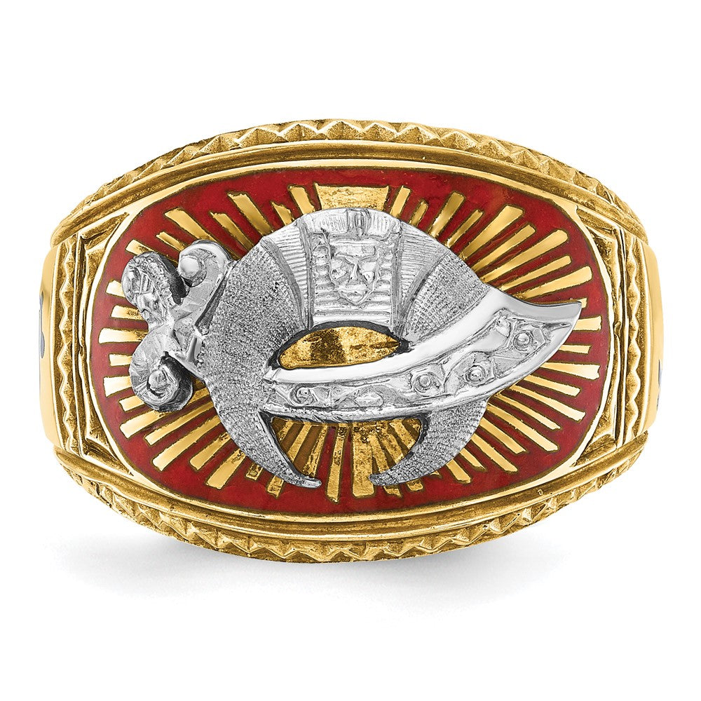 IBGoodman 14k Two-tone Men's Polished and Textured with Multi-color Enamel Masonic Shriner's Ring
