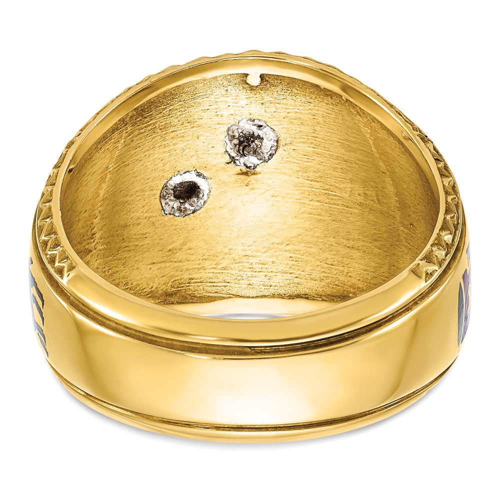 IBGoodman 14k Two-tone Men's Polished and Textured with Multi-color Enamel Masonic Shriner's Ring