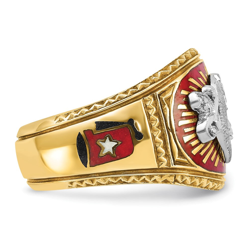 IBGoodman 14k Two-tone Men's Polished and Textured with Multi-color Enamel Masonic Shriner's Ring