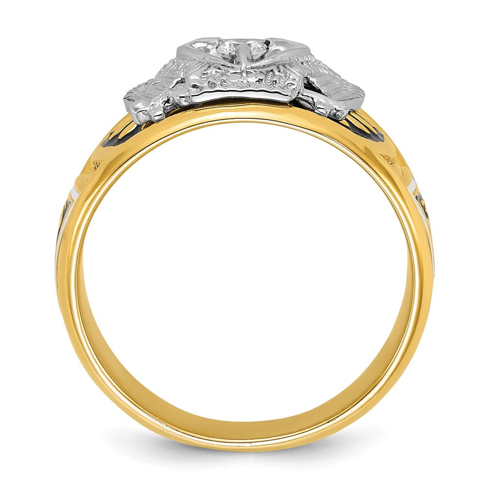 IBGoodman 10k Two-tone Men's Polished and Textured with Black and White Enameled and Diamond 32nd Degree Scottish Rite Masonic Ring