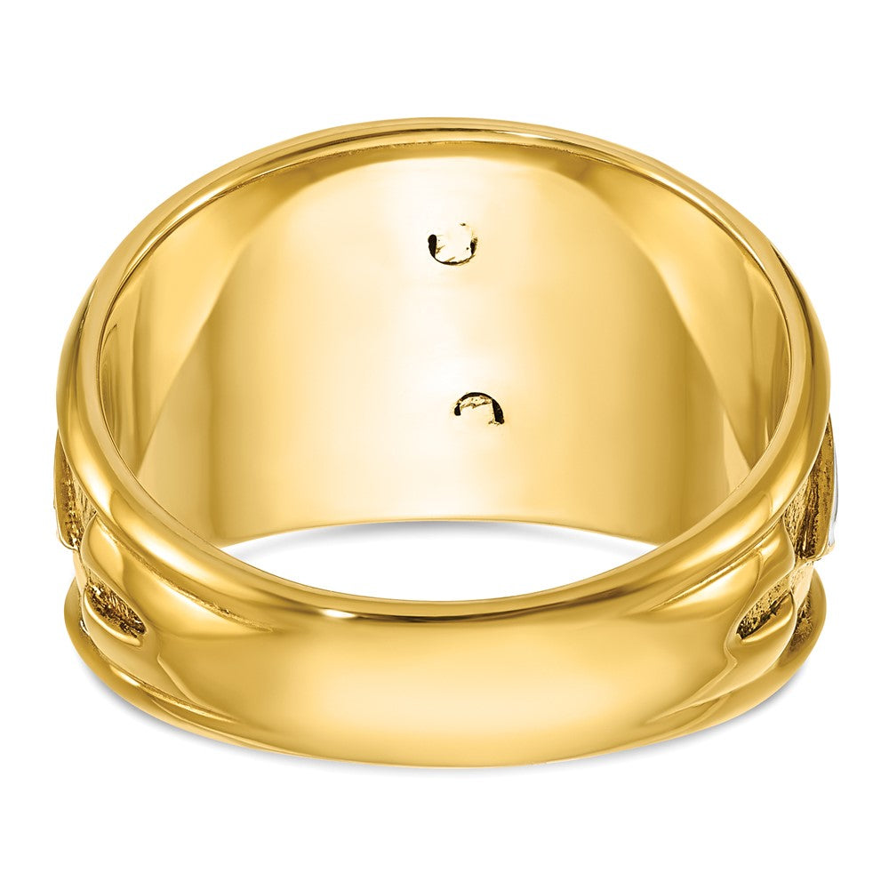 IBGoodman 10k Two-tone Men's Polished and Textured with Black and White Enameled and Diamond 32nd Degree Scottish Rite Masonic Ring