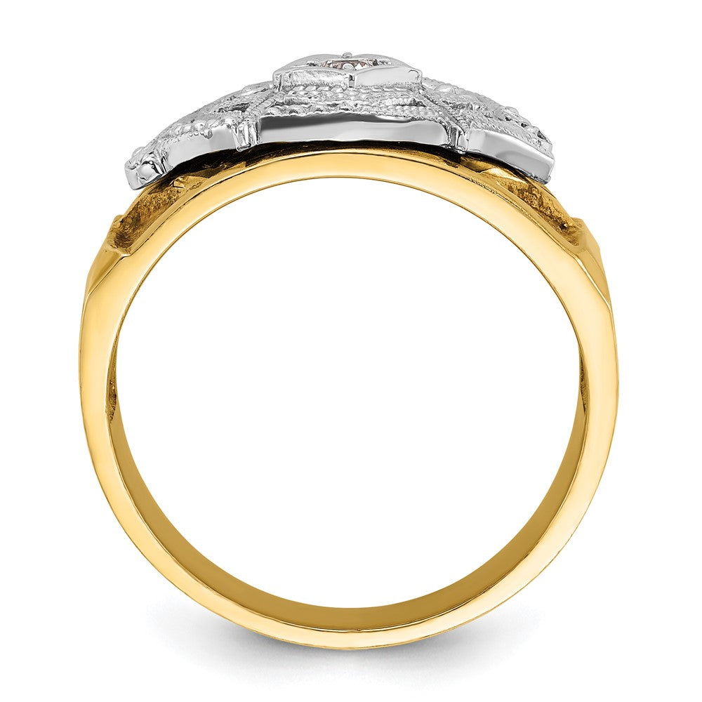 IBGoodman 14k Two-tone Men's Polished and Textured Blue Lodge Master Masonic Ring Mounting