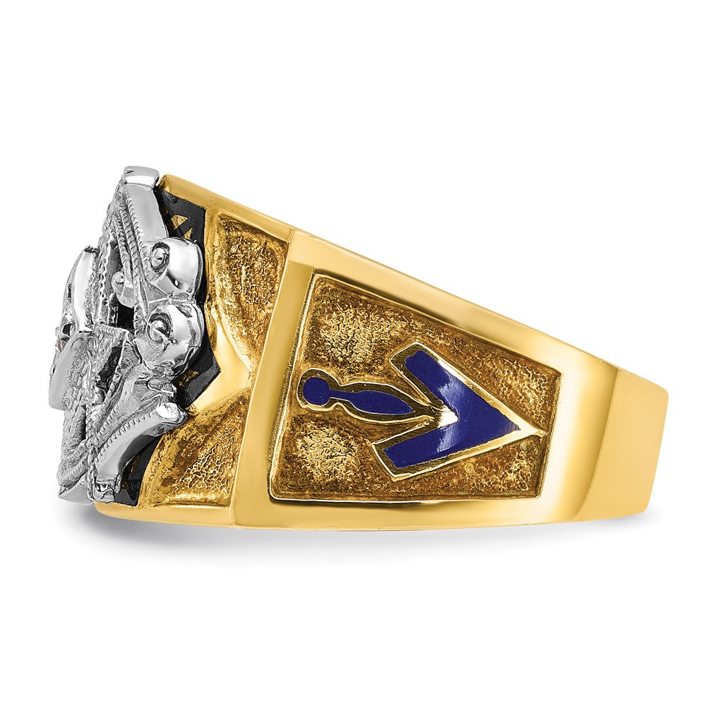 IBGoodman 14k Two-tone Men's Polished and Textured Blue Lodge Master Masonic Ring Mounting