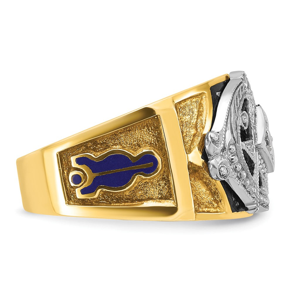 IBGoodman 14k Two-tone Men's Polished and Textured Blue Lodge Master Masonic Ring Mounting