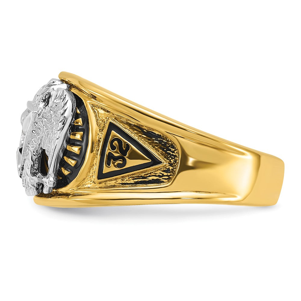 IBGoodman 10k Two-tone Men's Polished and Textured 32nd Degree Scottish Rite Masonic Ring Mounting