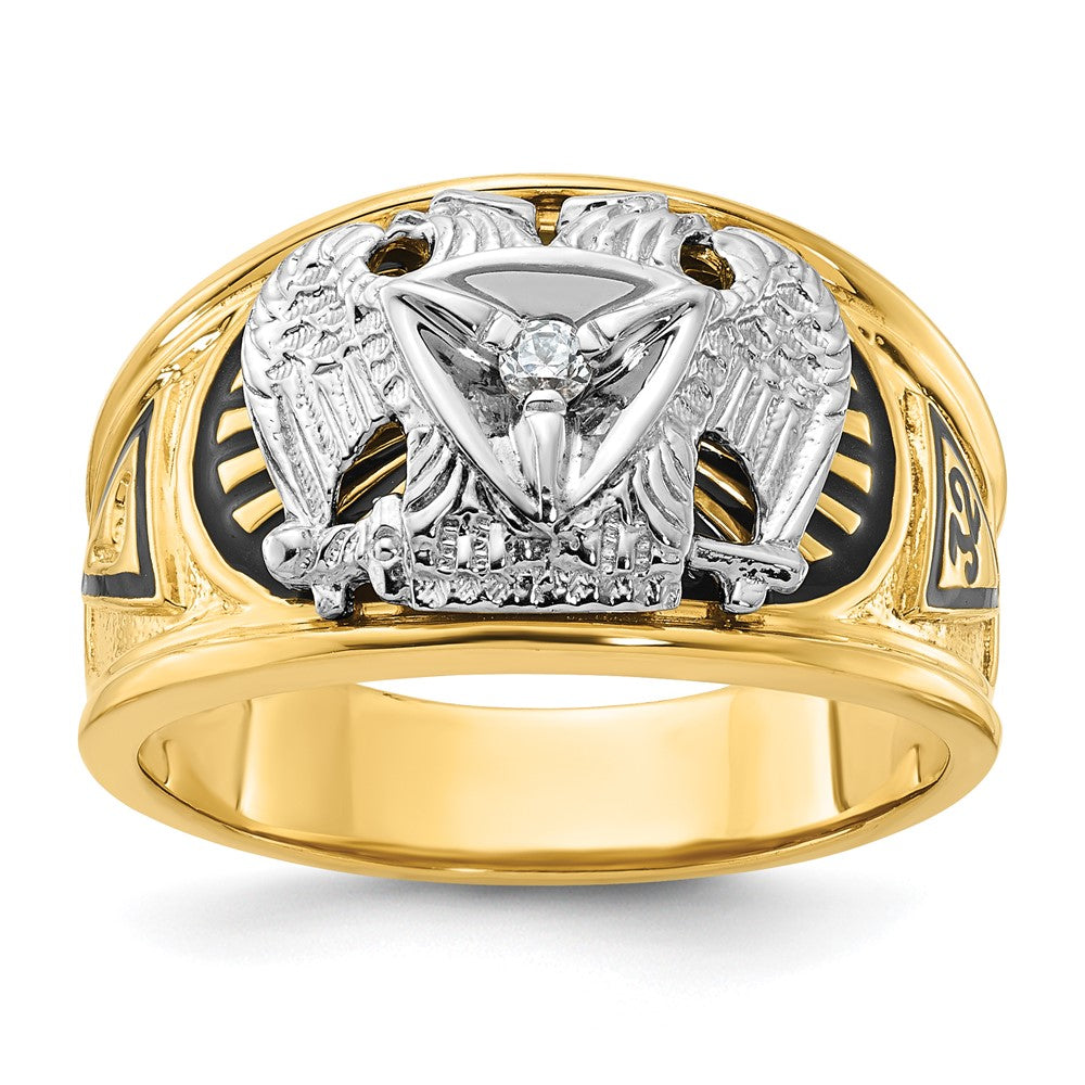 IBGoodman 10k Two-tone Men's Polished and Textured 32nd Degree Scottish Rite Masonic Ring Mounting