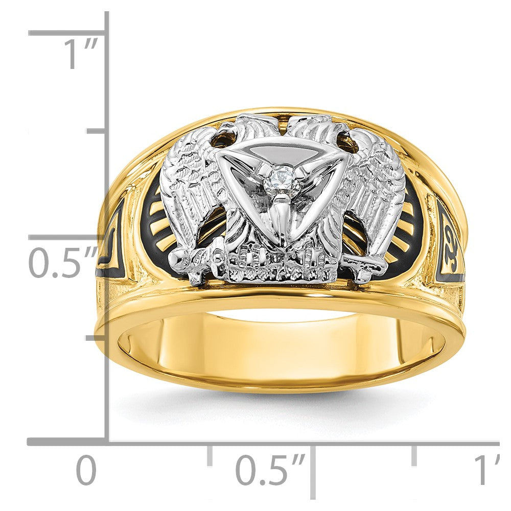 IBGoodman 14k Two-tone Men's Polished and Textured 32nd Degree Scottish Rite Masonic Ring Mounting