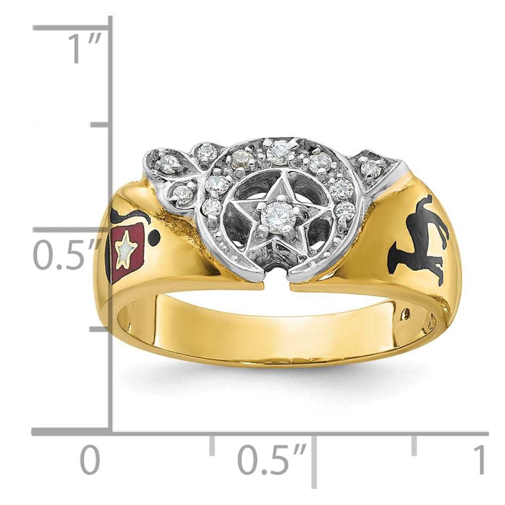 IBGoodman 10k Two-tone Men's Polished with Multi-color Enamel and Diamond Masonic Shriner's Ring