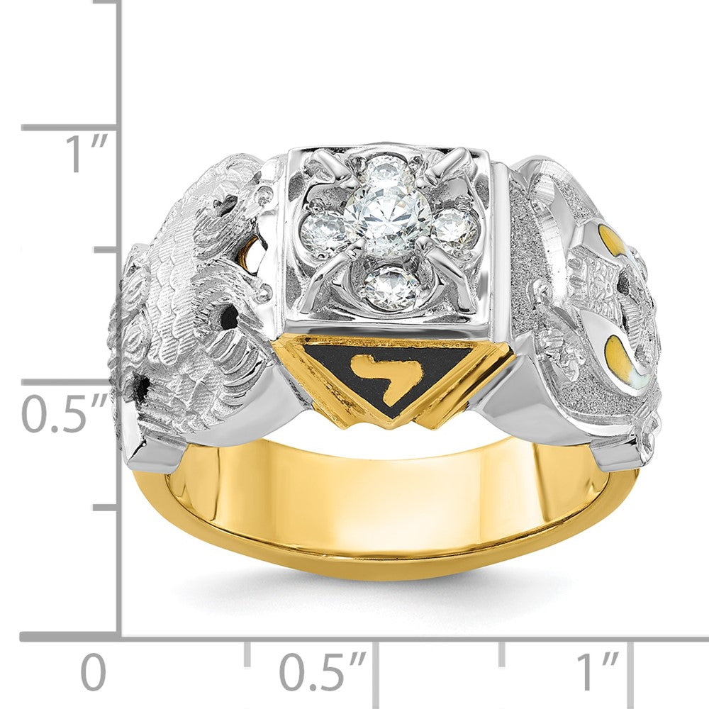 IBGoodman 14k Two-tone Men's Polished and Textured Double Eagle Masonic Shriner's Ring Mounting