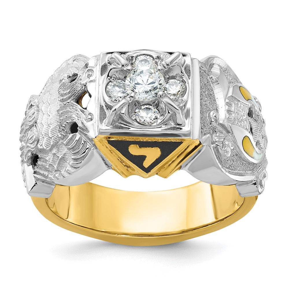 IBGoodman 14k Two-tone Men's Polished and Textured Double Eagle Masonic Shriner's Ring Mounting